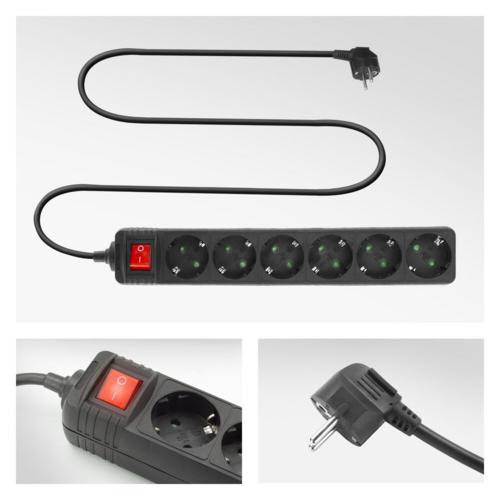 ACT AC2465 | Stekkerdoos | 6 Stopcontacten | 3 m | Binnen | Zwart