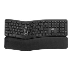 ACT AC5450 | Ergonomisch draadloos toetsenbord | Bluetooth + USB-A | Multi-Connect | Polssteun | QWERTY US | Donkergrijs