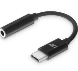 ACT AC7380 | 3.5mm naar USB Type-C | 0,11 Meter | Audiokabel Tussenstuk | Zwart