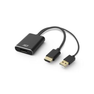 ACT AC7536 | HDMI + USB naar DisplayPort Adapterkabel | 0,24 m | Zwart