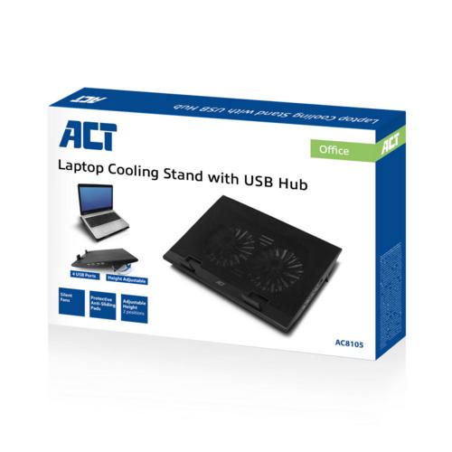 ACT AC8105 | Notebook Cooling Pad | 43,9 cm (17.3") | 2500 RPM | Zwart