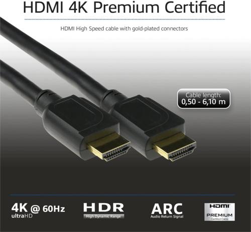 ACT AK3941 HDMI Kabel | 0,5 m | HDMI Type A naar Type A | Zwart