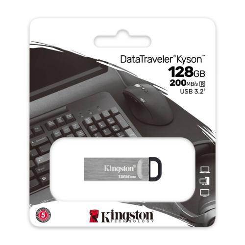 Kingston DataTraveler Kyson | 128GB USB-A 3.2 Flash Drive | Zilver