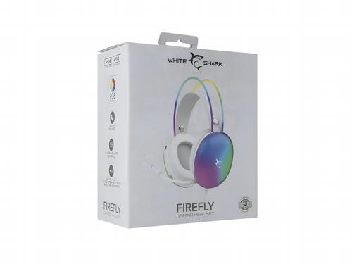 White Shark Firefly RGB | On-Ear Gaming Headset | 3,5mm Connector & USB-A | Wit