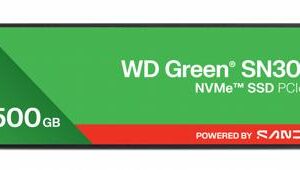 Western Digital Green SN3000 QLC | 500GB NVMe SSD | M.2 Gen4 | 5.000MB/s Lezen | 4.100MB/s Schrijven